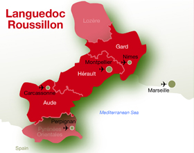 map of Languedoc Roussillon